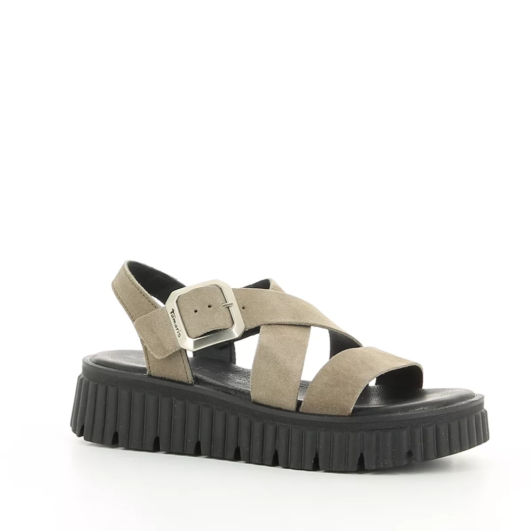 Image (1) de la chaussures Tamaris - Sandales et Nu-Pieds Taupe en Cuir nubuck