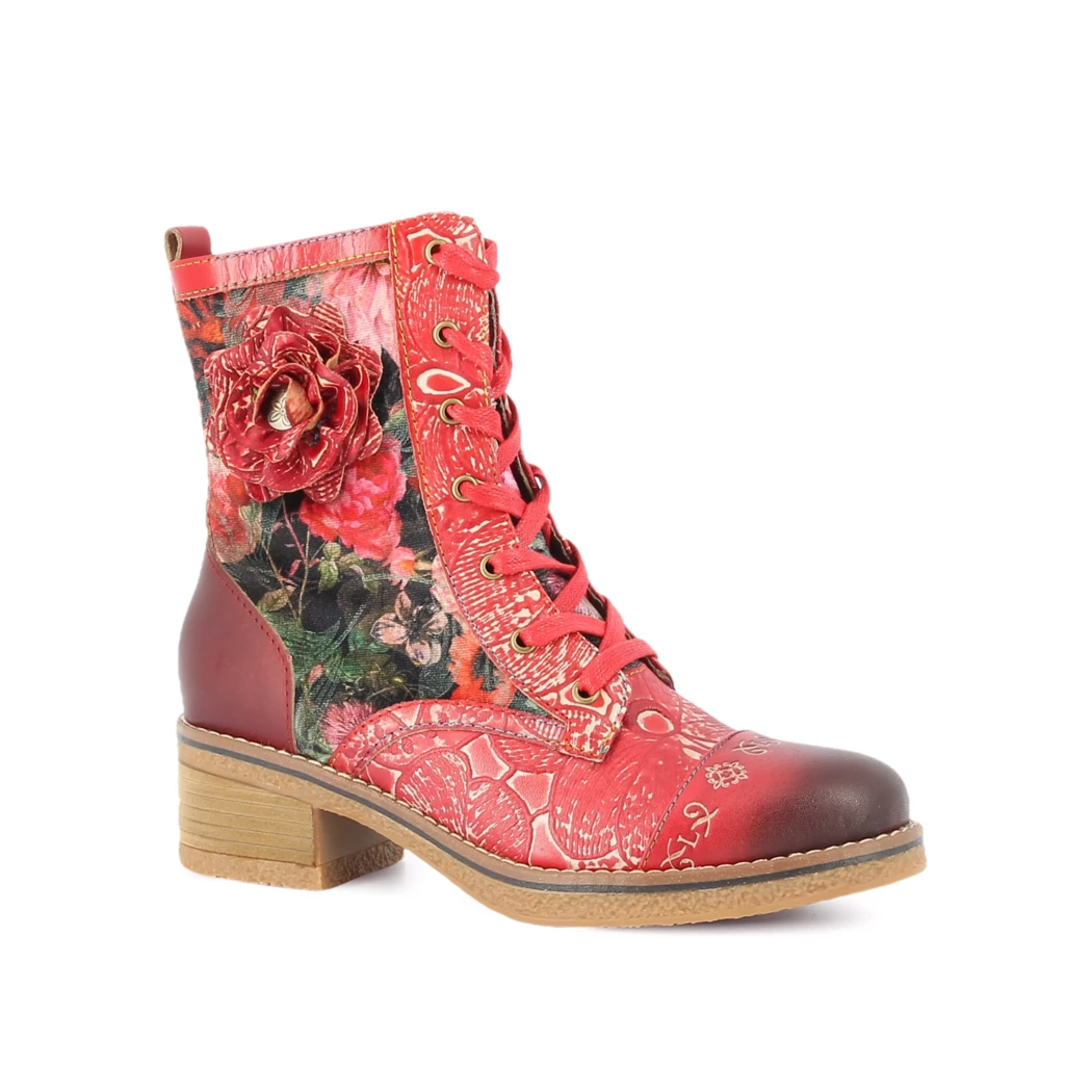 Image (1) de la chaussures Laura Vita - Bottines Rouge en Cuir et textile