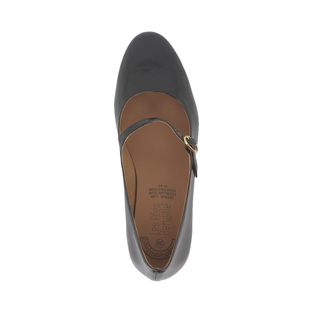 Image (6) de la chaussures Les Fees de Bengale - Escarpins Noir en Cuir vernis