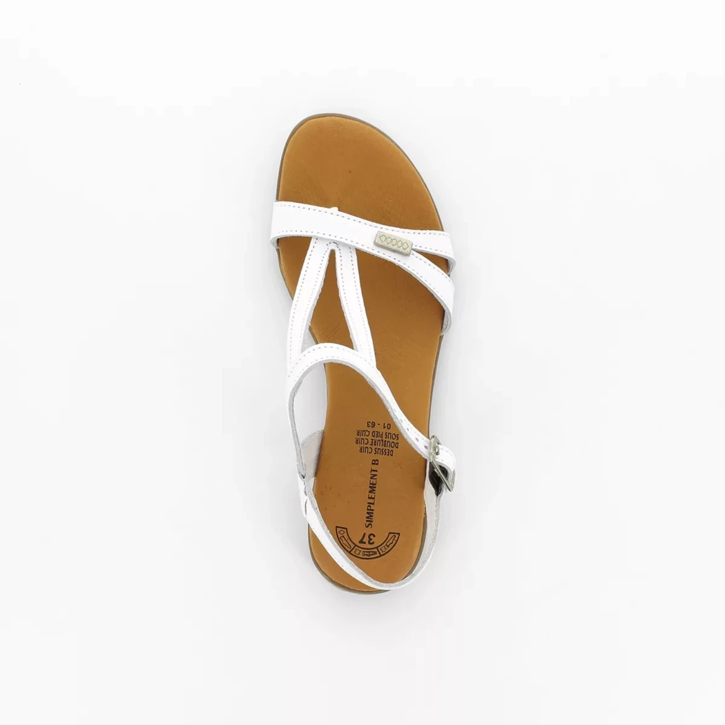 Image (6) de la chaussures Simplement B - Sandales et Nu-Pieds Blanc en Cuir